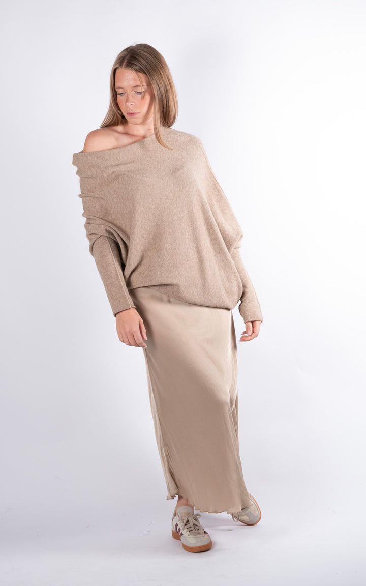 Saffron Asymmetric Jumper | Biscuit