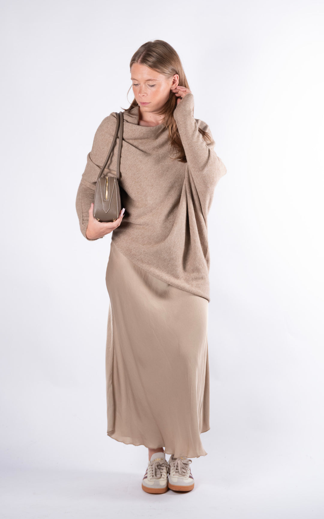 Saffron Asymmetric Jumper | Biscuit