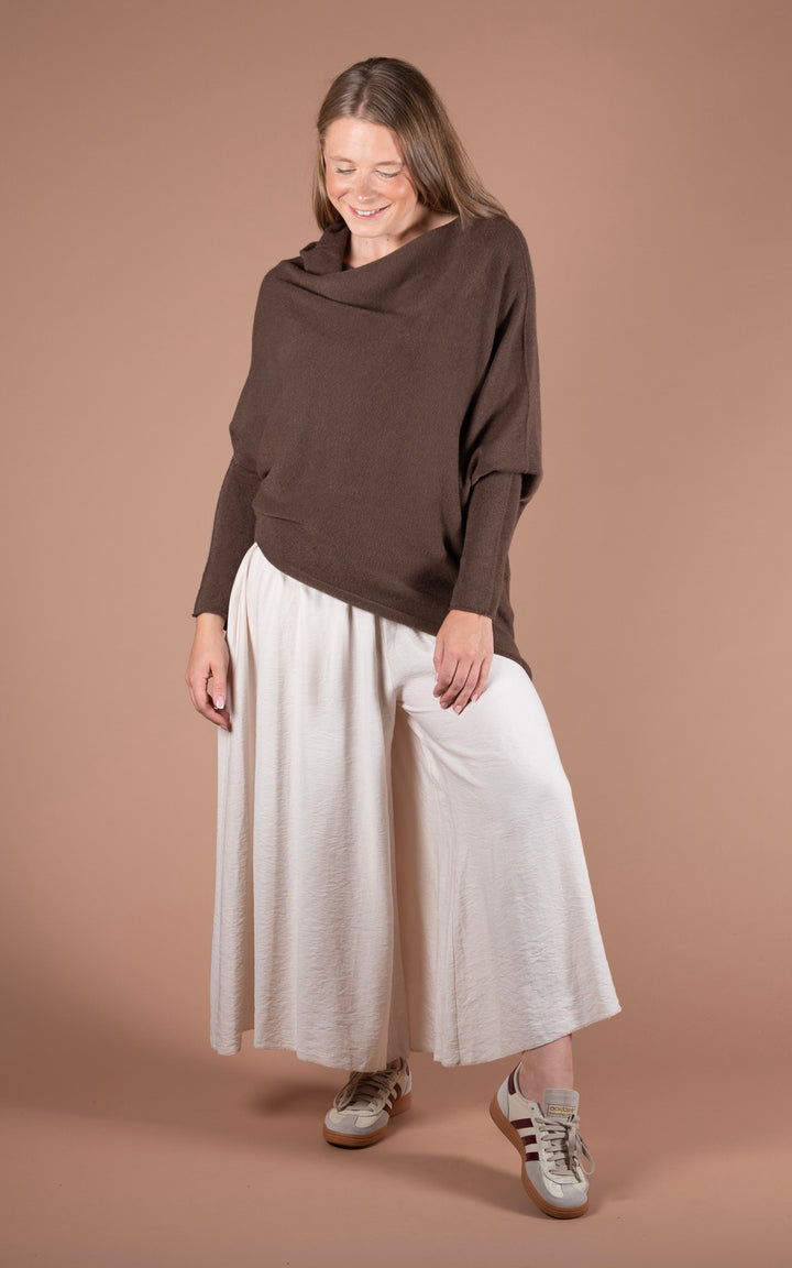 Saffron Asymmetric Jumper | Chocolate