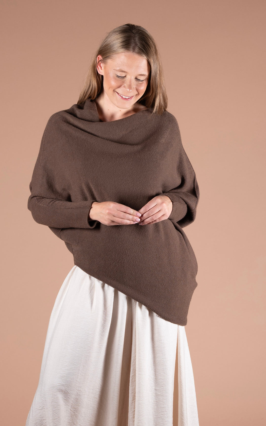 Saffron Asymmetric Jumper | Chocolate