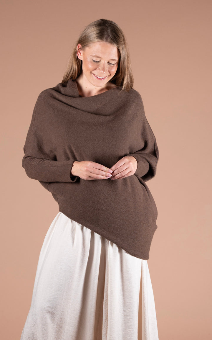 Saffron Asymmetric Jumper | Chocolate