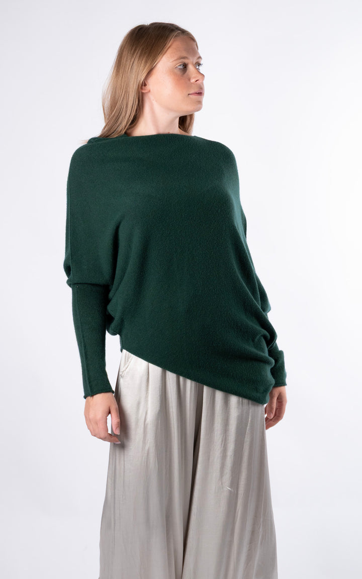 Saffron Asymmetric Jumper | Dark Green