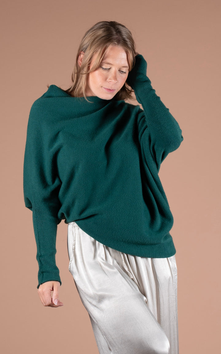 Saffron Asymmetric Jumper | Dark Green