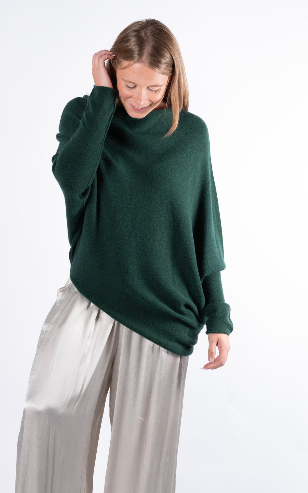 Saffron Asymmetric Jumper | Dark Green
