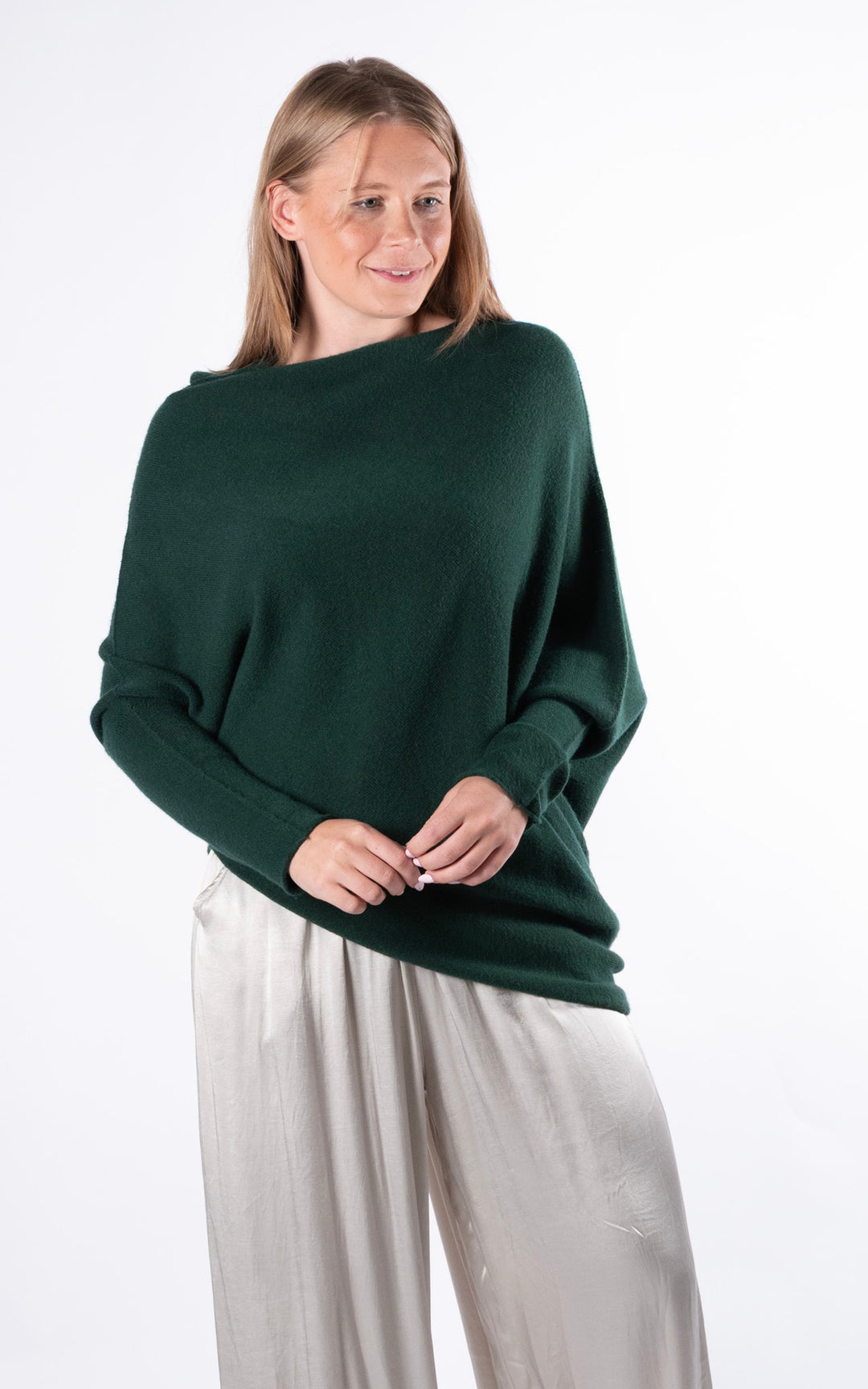 Saffron Asymmetric Jumper | Dark Green