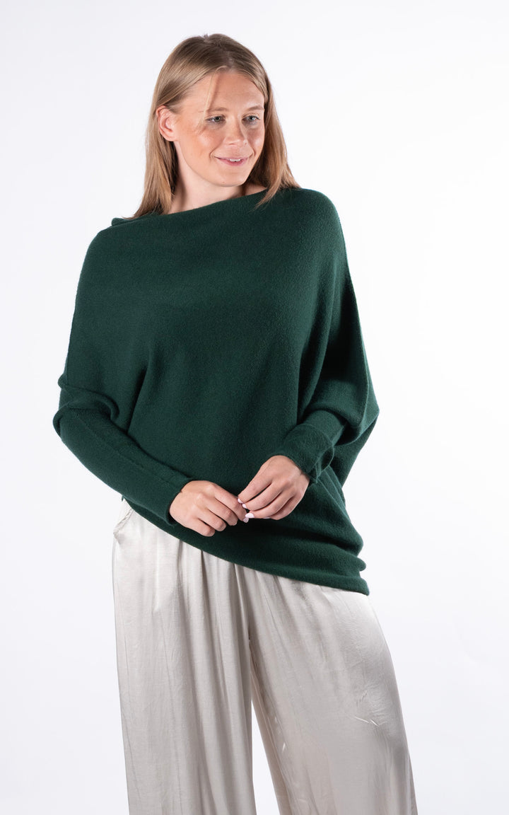 Saffron Asymmetric Jumper | Dark Green