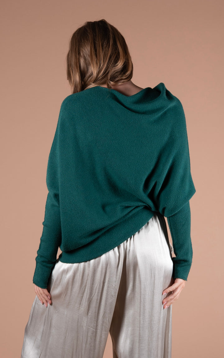 Saffron Asymmetric Jumper | Dark Green