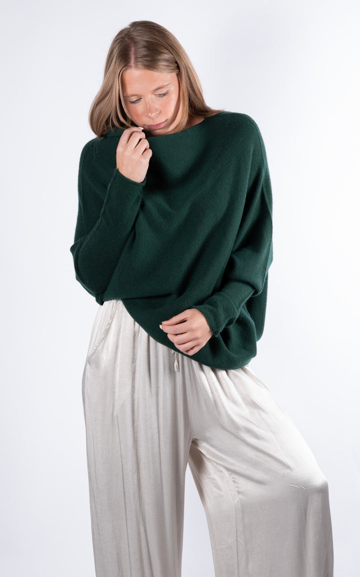 Saffron Asymmetric Jumper | Dark Green