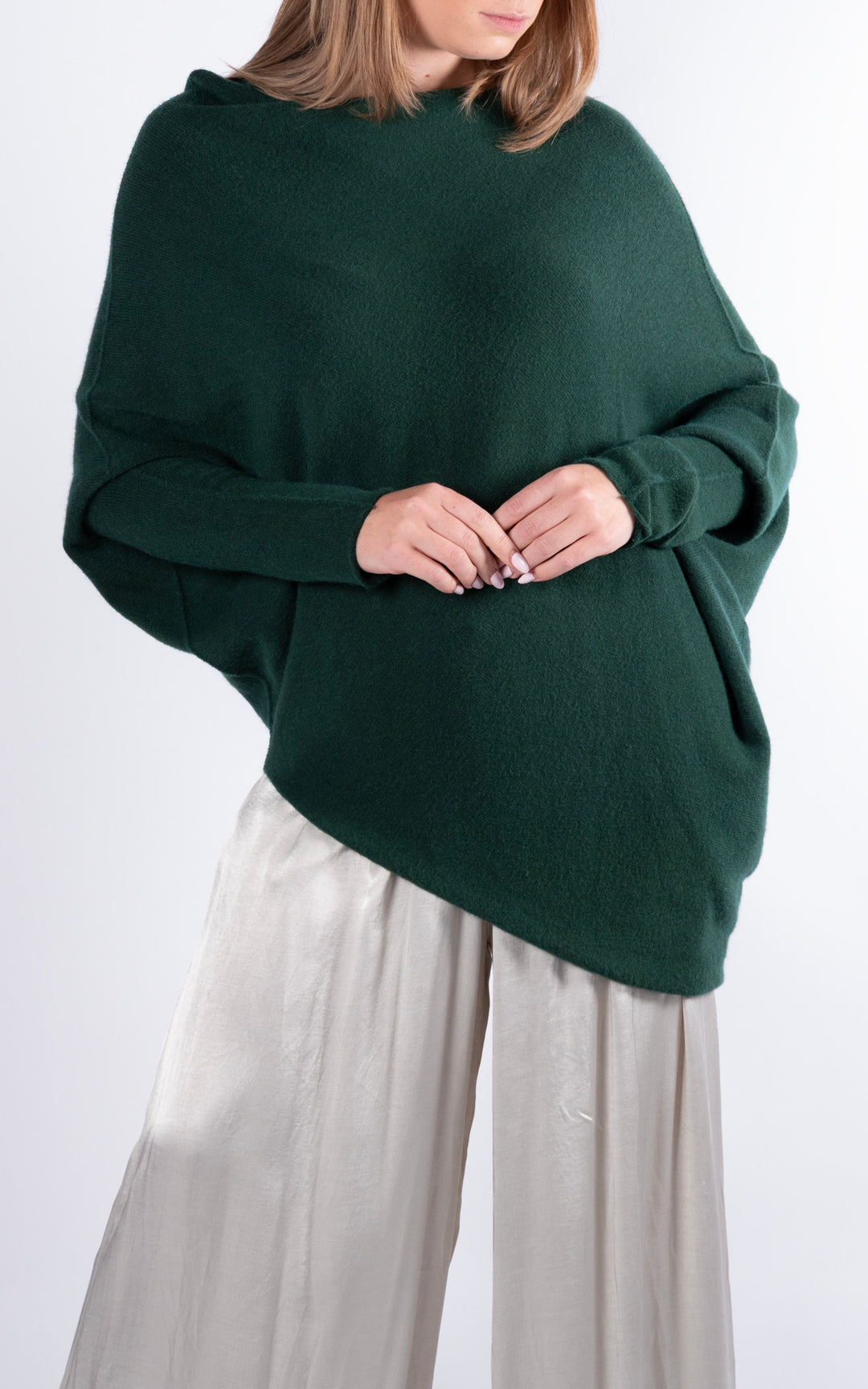 Saffron Asymmetric Jumper | Dark Green