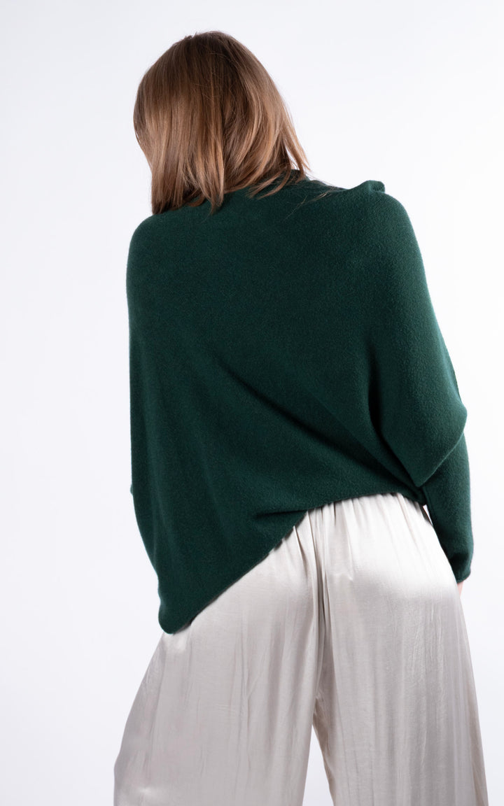 Saffron Asymmetric Jumper | Dark Green