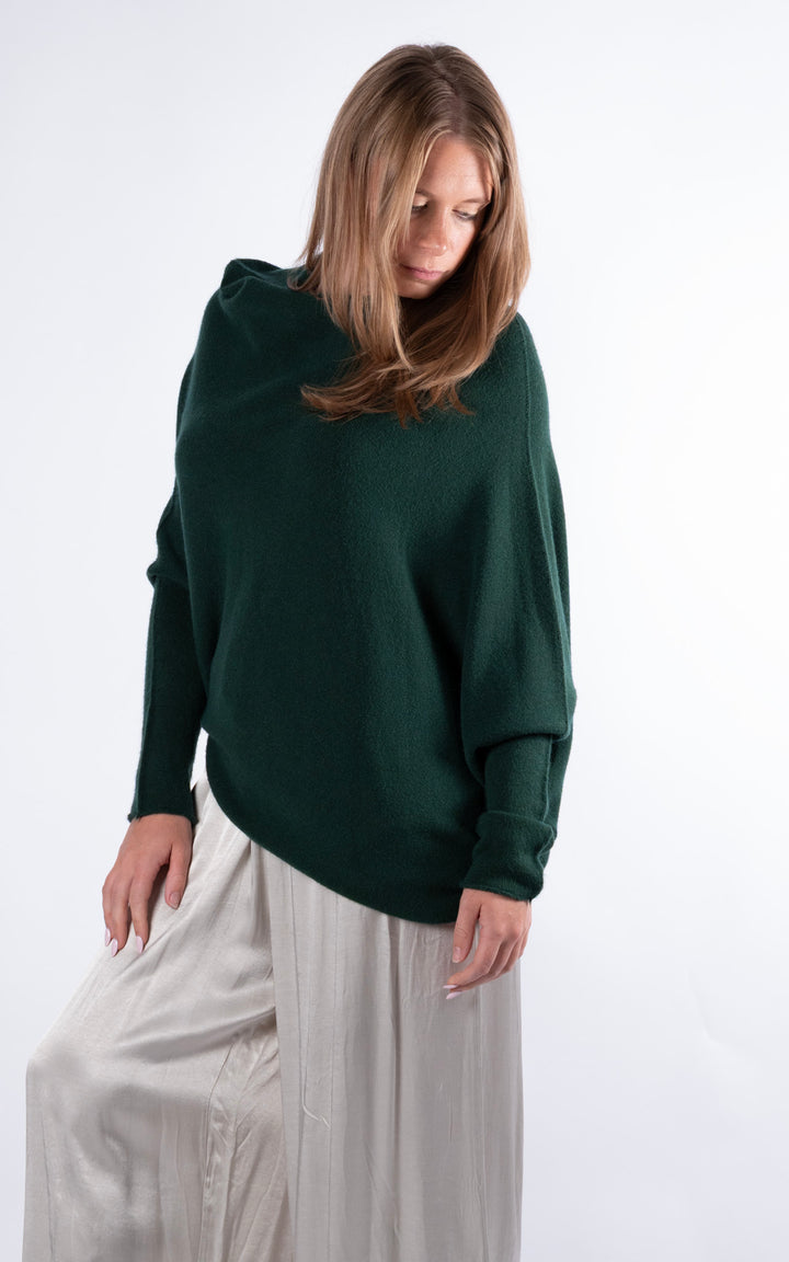 Saffron Asymmetric Jumper | Dark Green