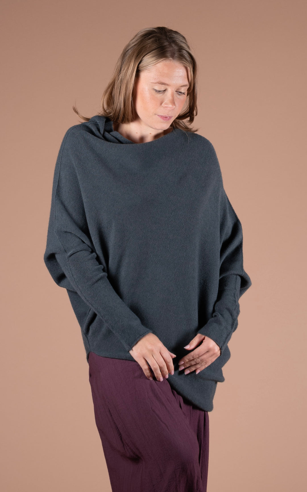Saffron Asymmetric Jumper | Dark Grey