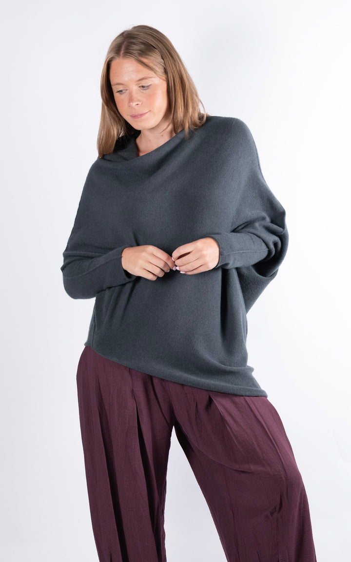 Saffron Asymmetric Jumper | Dark Grey