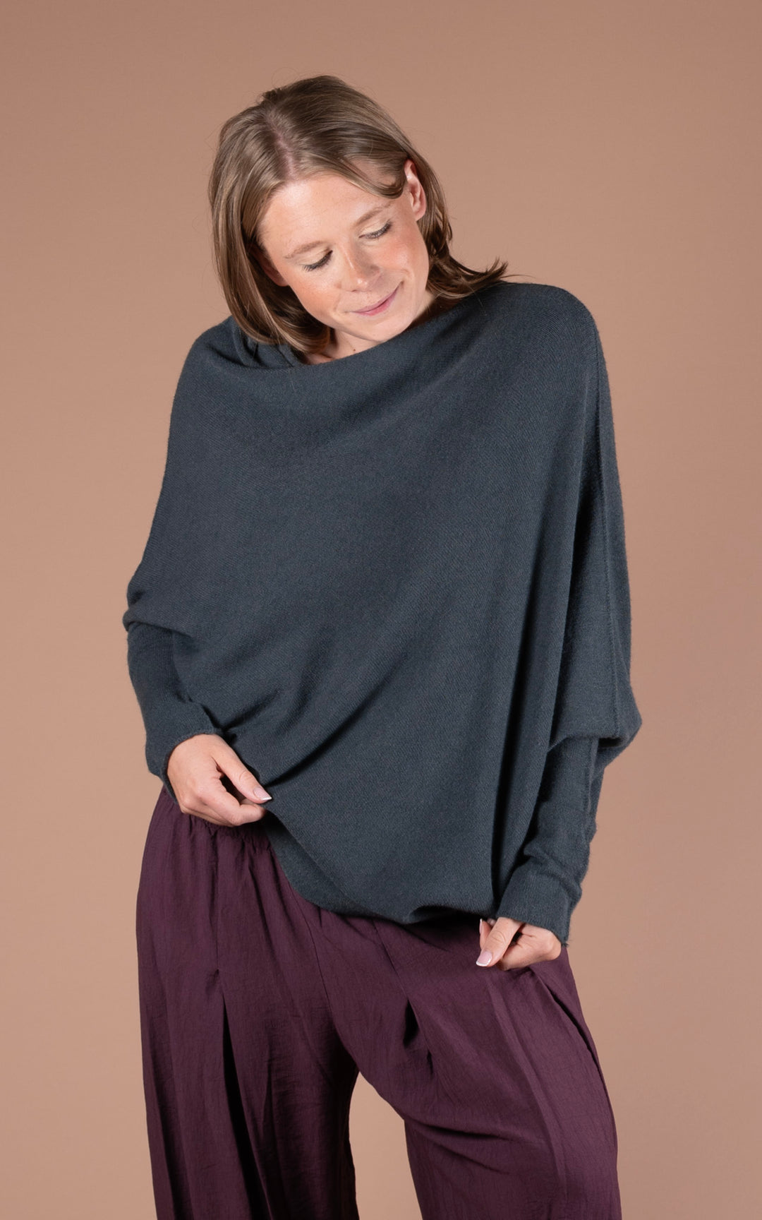Saffron Asymmetric Jumper | Dark Grey