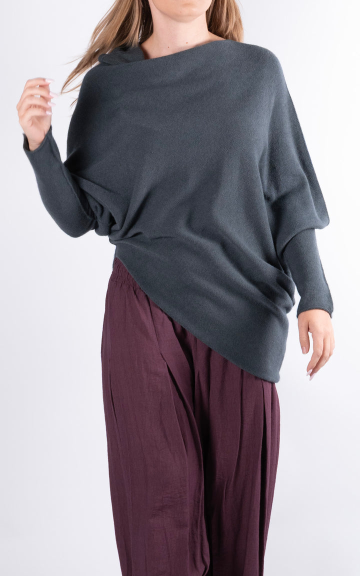 Saffron Asymmetric Jumper | Dark Grey