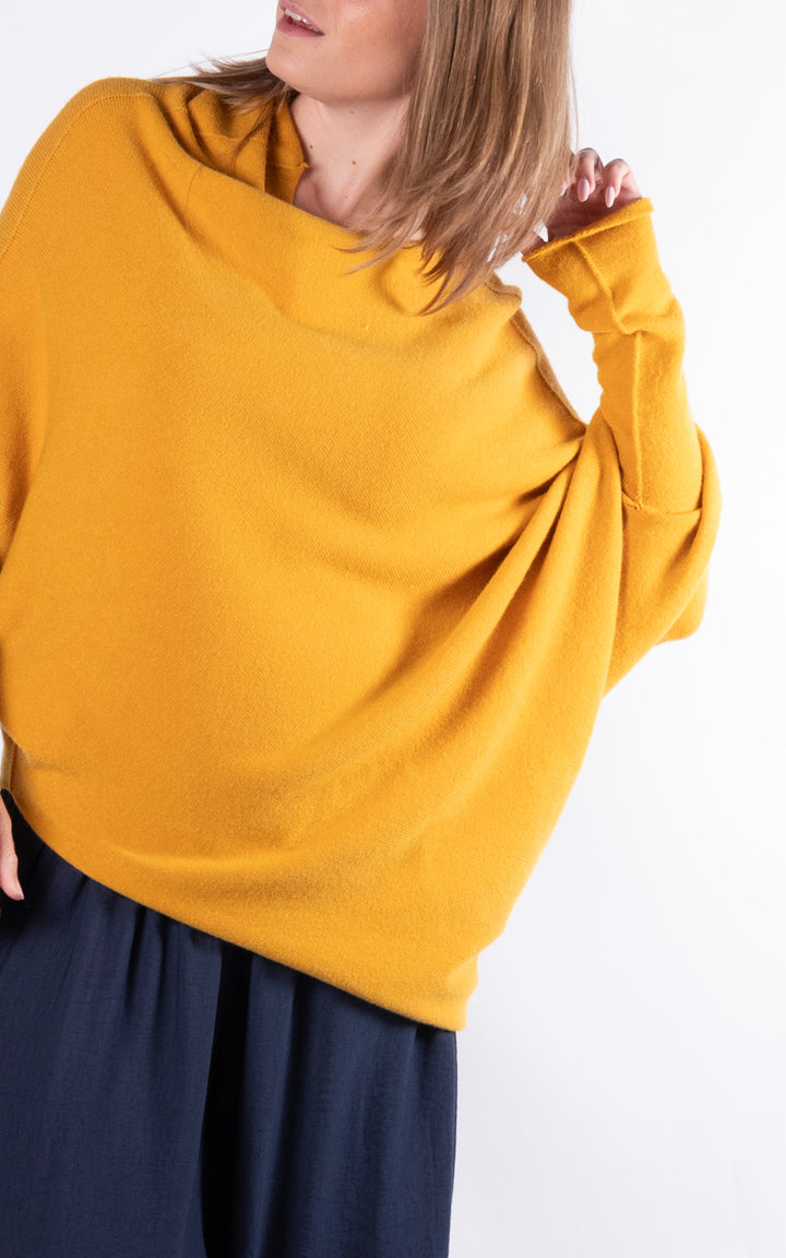 Saffron Asymmetric Jumper | Mustard