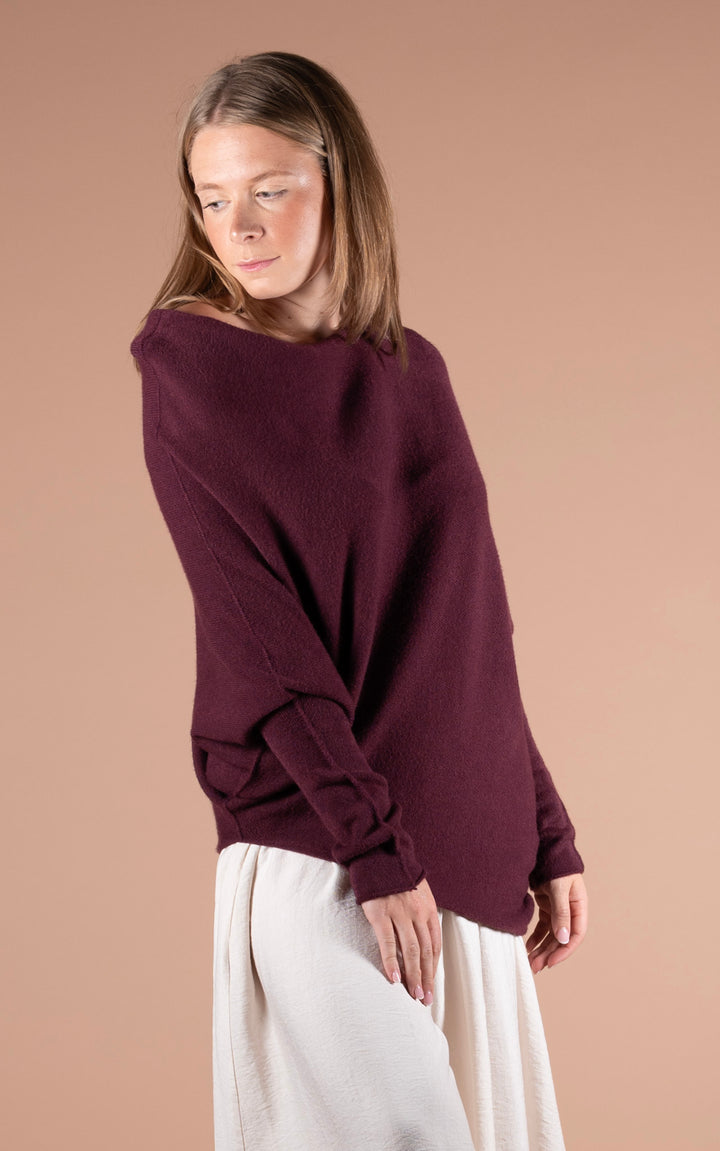 Saffron Asymmetric Jumper | Plum