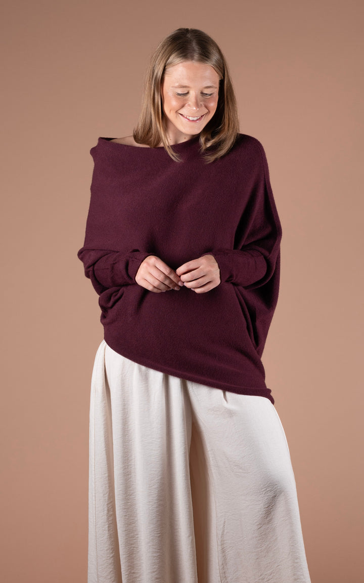 Saffron Asymmetric Jumper | Plum