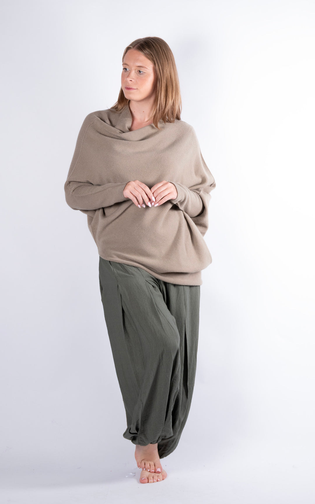 Saffron Asymmetric Jumper | Taupe