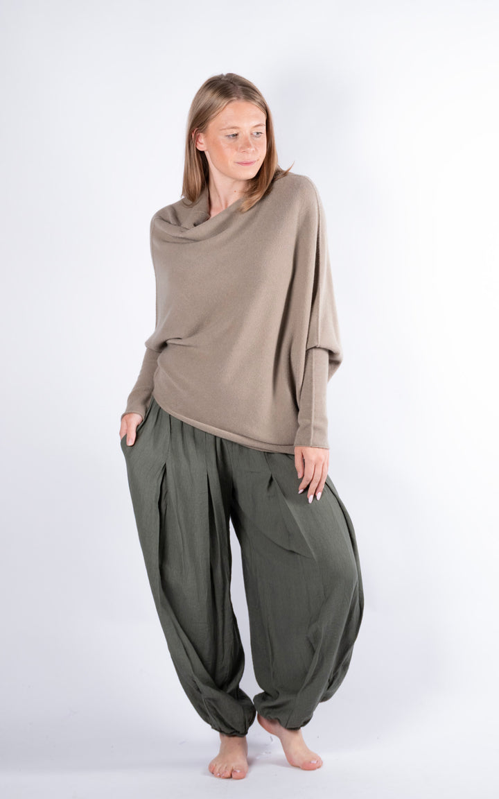 Saffron Asymmetric Jumper | Taupe