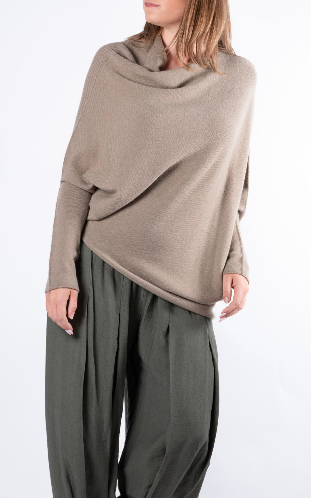 Saffron Asymmetric Jumper | Taupe