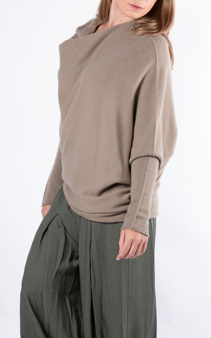 Saffron Asymmetric Jumper | Taupe