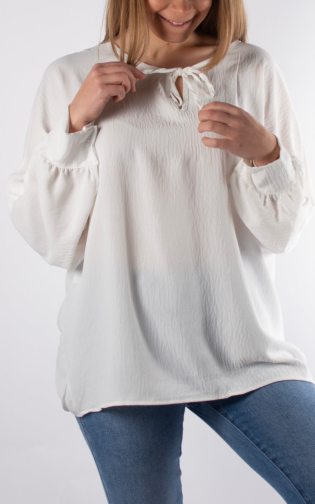 Samantha long Sleeve Top | White