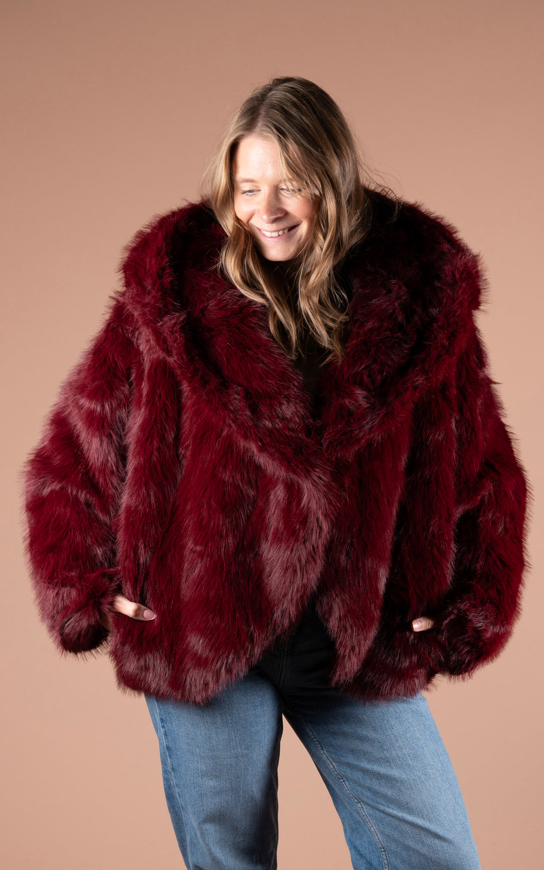 Samara Faux Fur Coat | Burgundy