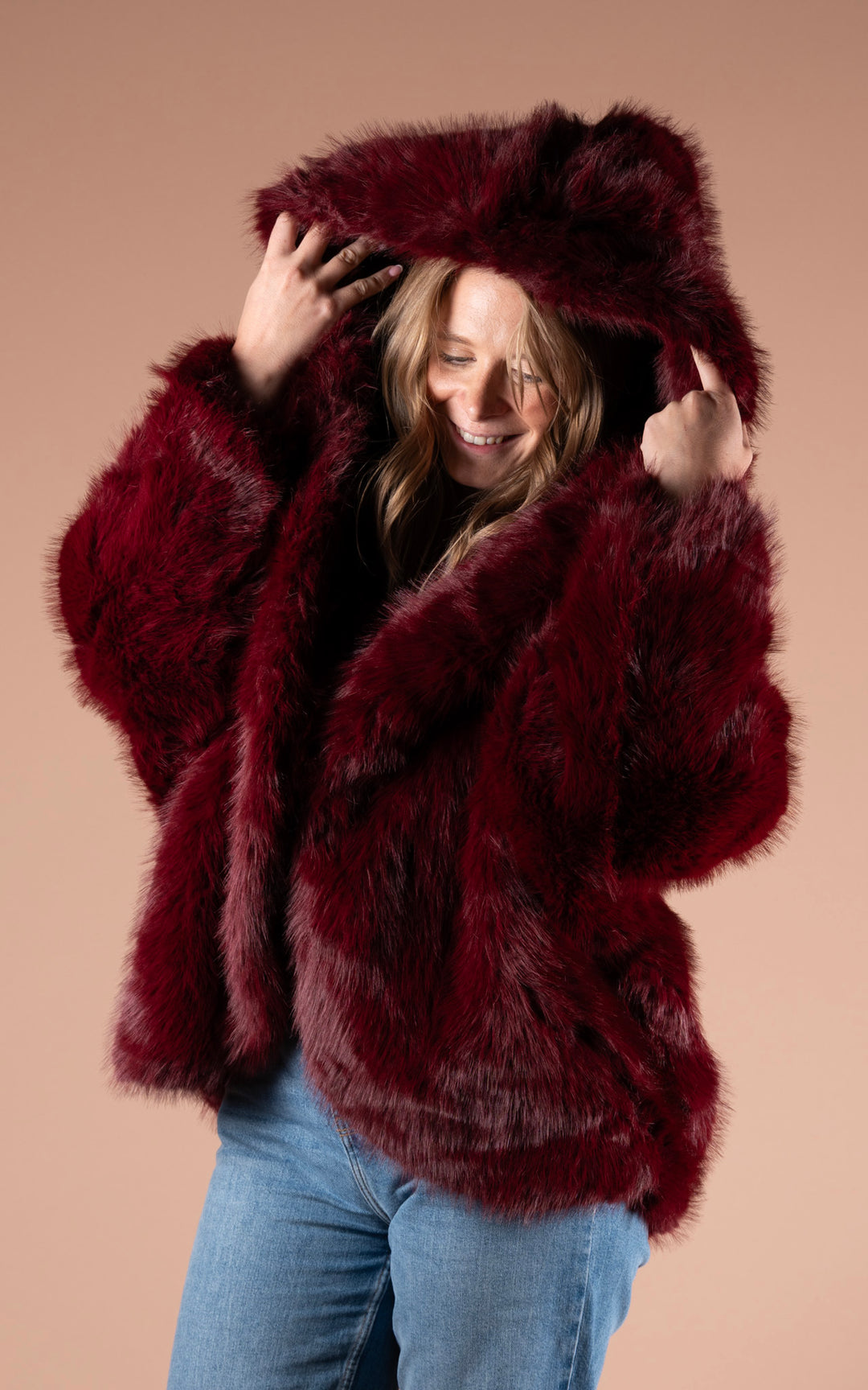Samara Faux Fur Coat | Burgundy