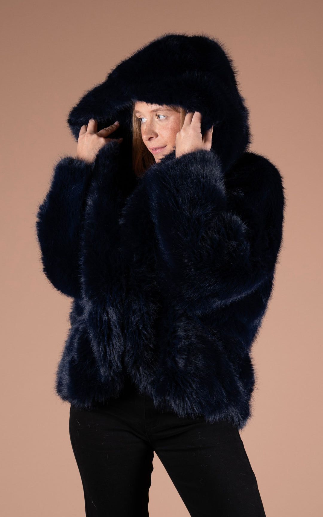 Samara Faux Fur Coat | Navy