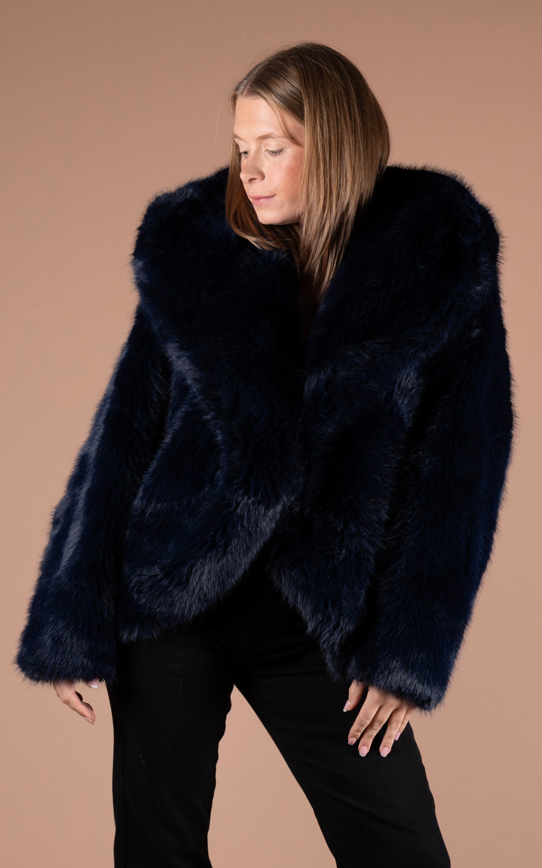 Samara Faux Fur Coat | Navy