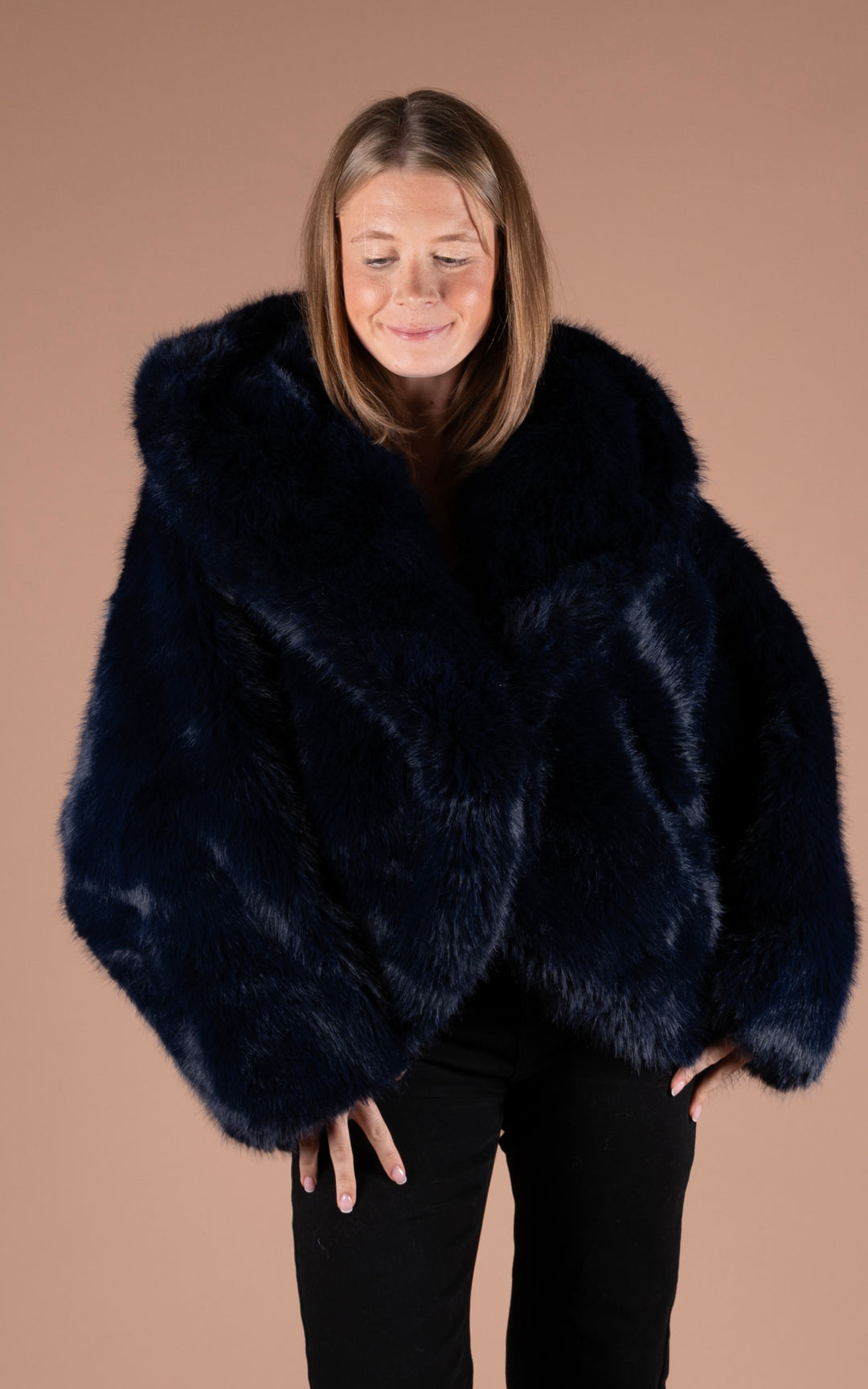 Samara Faux Fur Coat | Navy