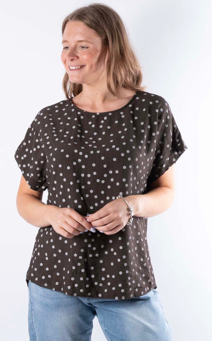 Sasha Polka Dot Top | Chocolate