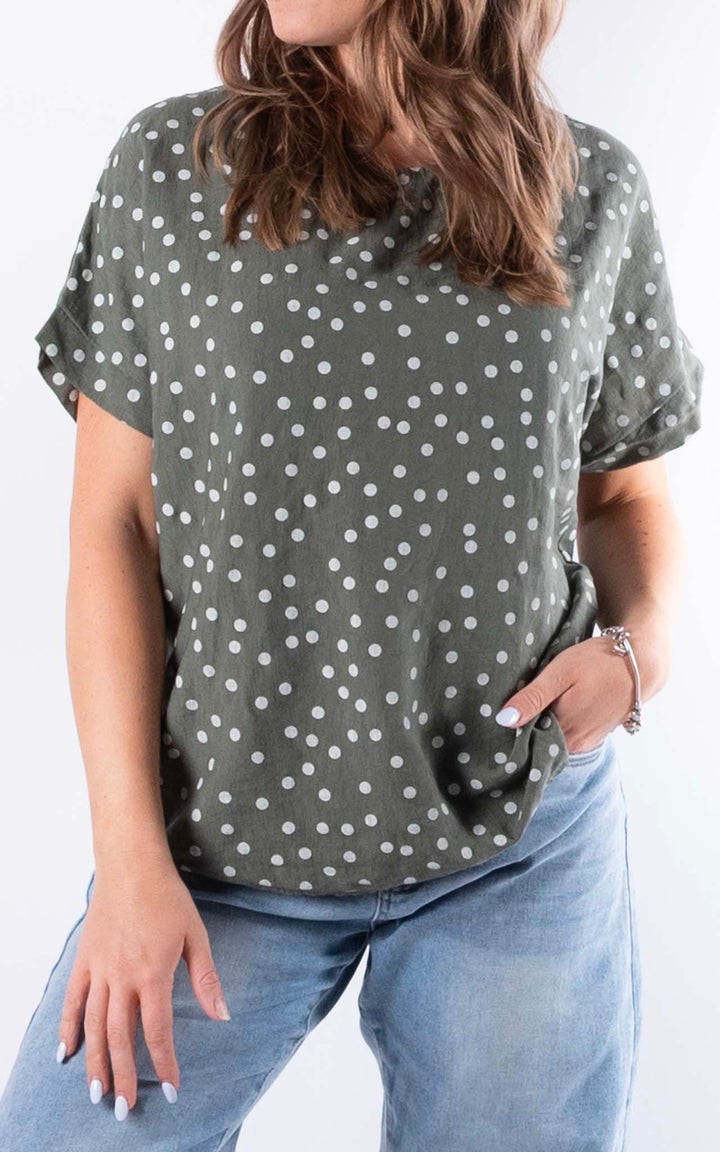 Sasha Polka Dot Top | Khaki