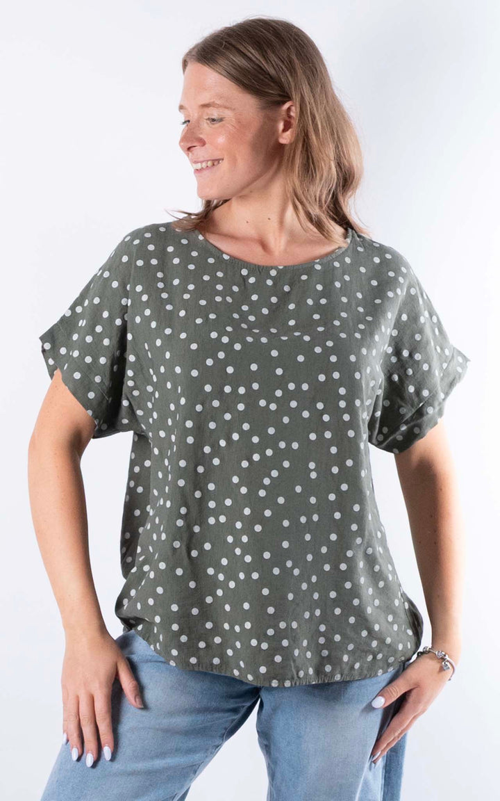 Sasha Polka Dot Top | Khaki