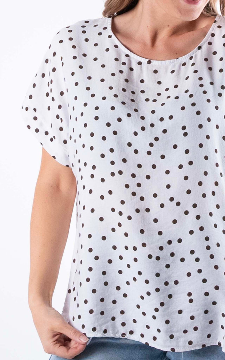 Sasha Polka Dot Top | White