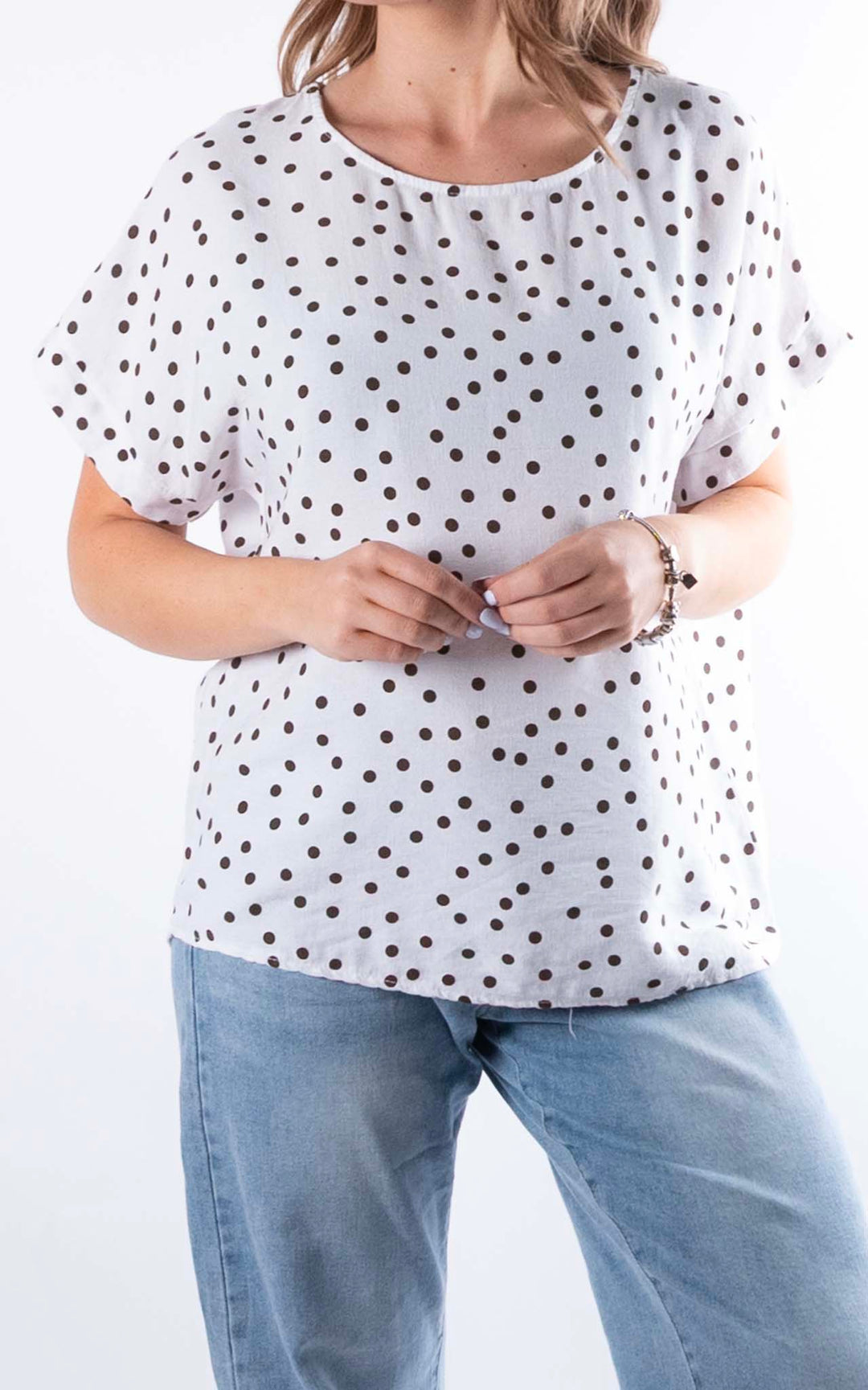 Sasha Polka Dot Top | White