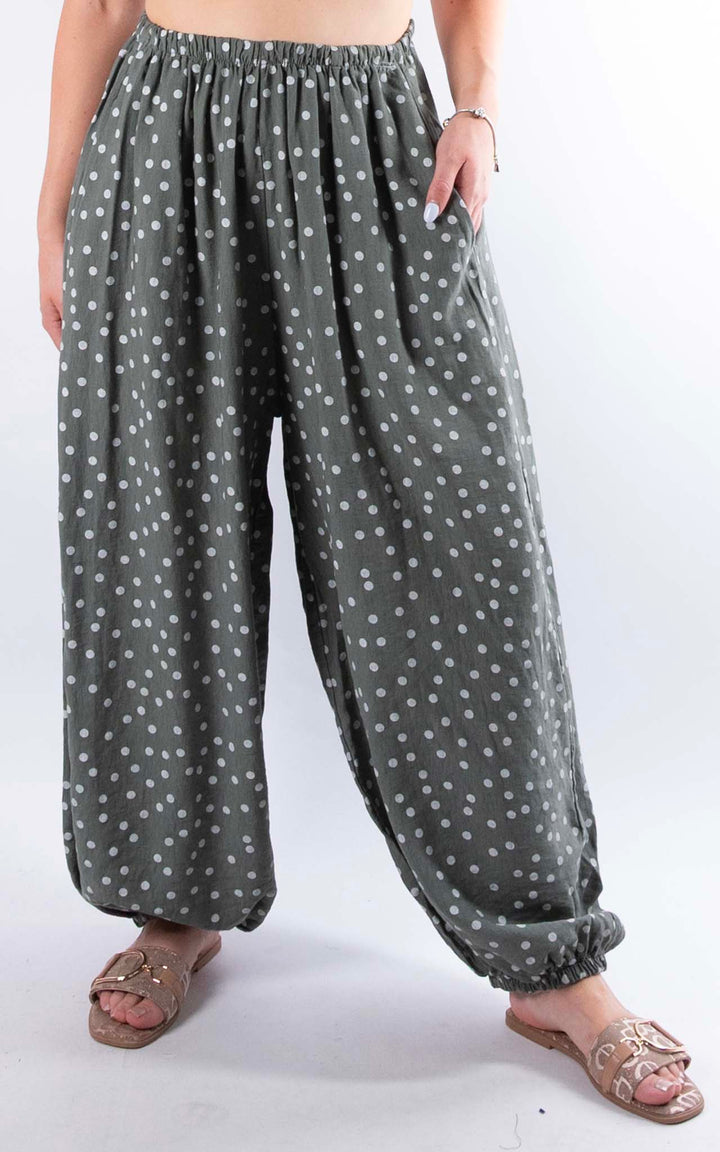 Sasha Polka Dot Trousers | Khaki