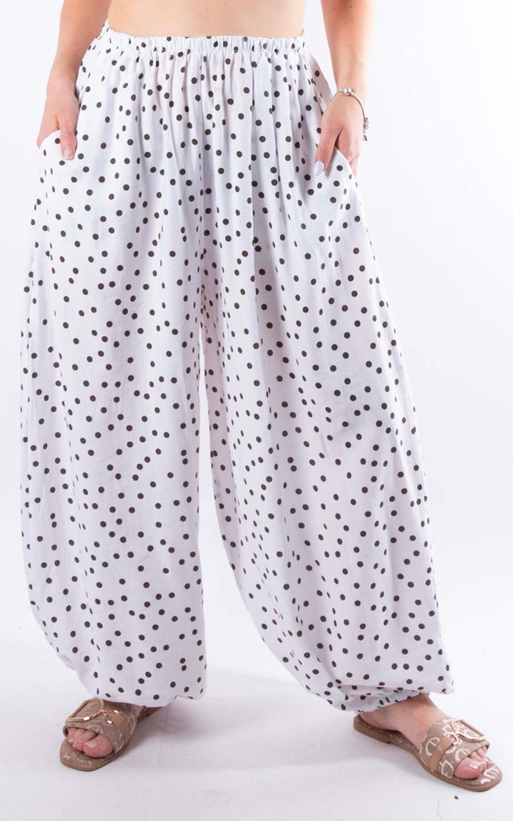 Sasha Polka Dot Trousers | White