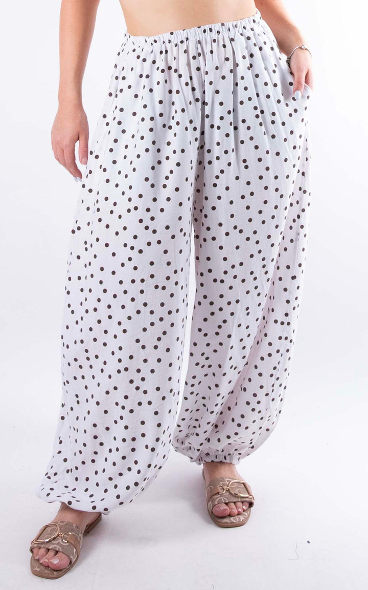 Sasha Polka Dot Trousers | White