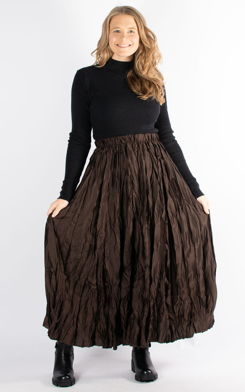 Satin Skirt | Brown