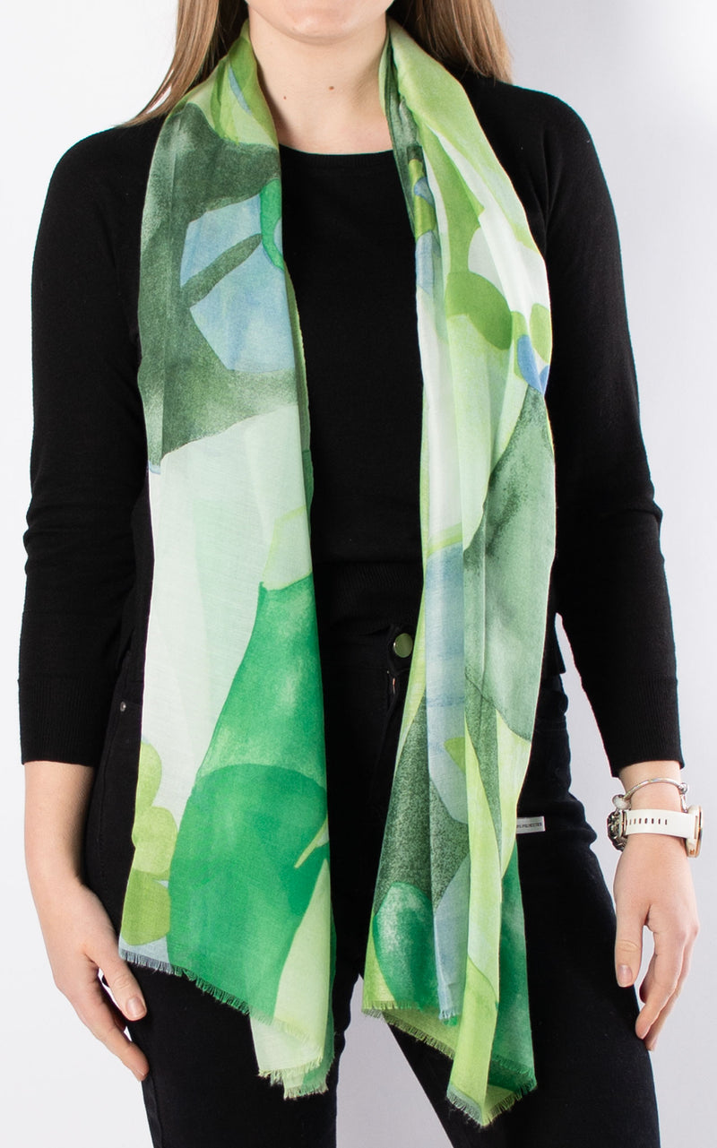 Scarf | Large Flower | Green