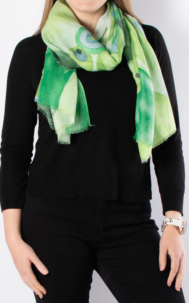 Scarf | Large Flower | Green