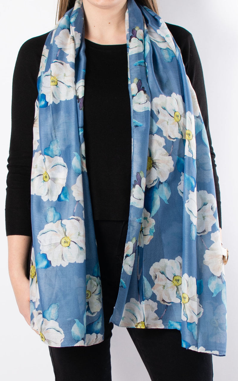 Scarf | Roses | Denim