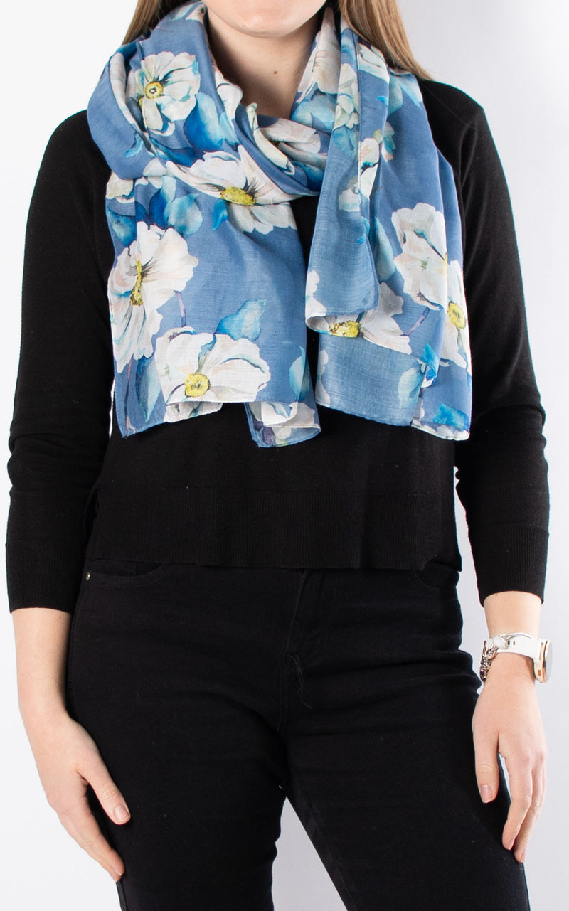 Scarf | Roses | Denim