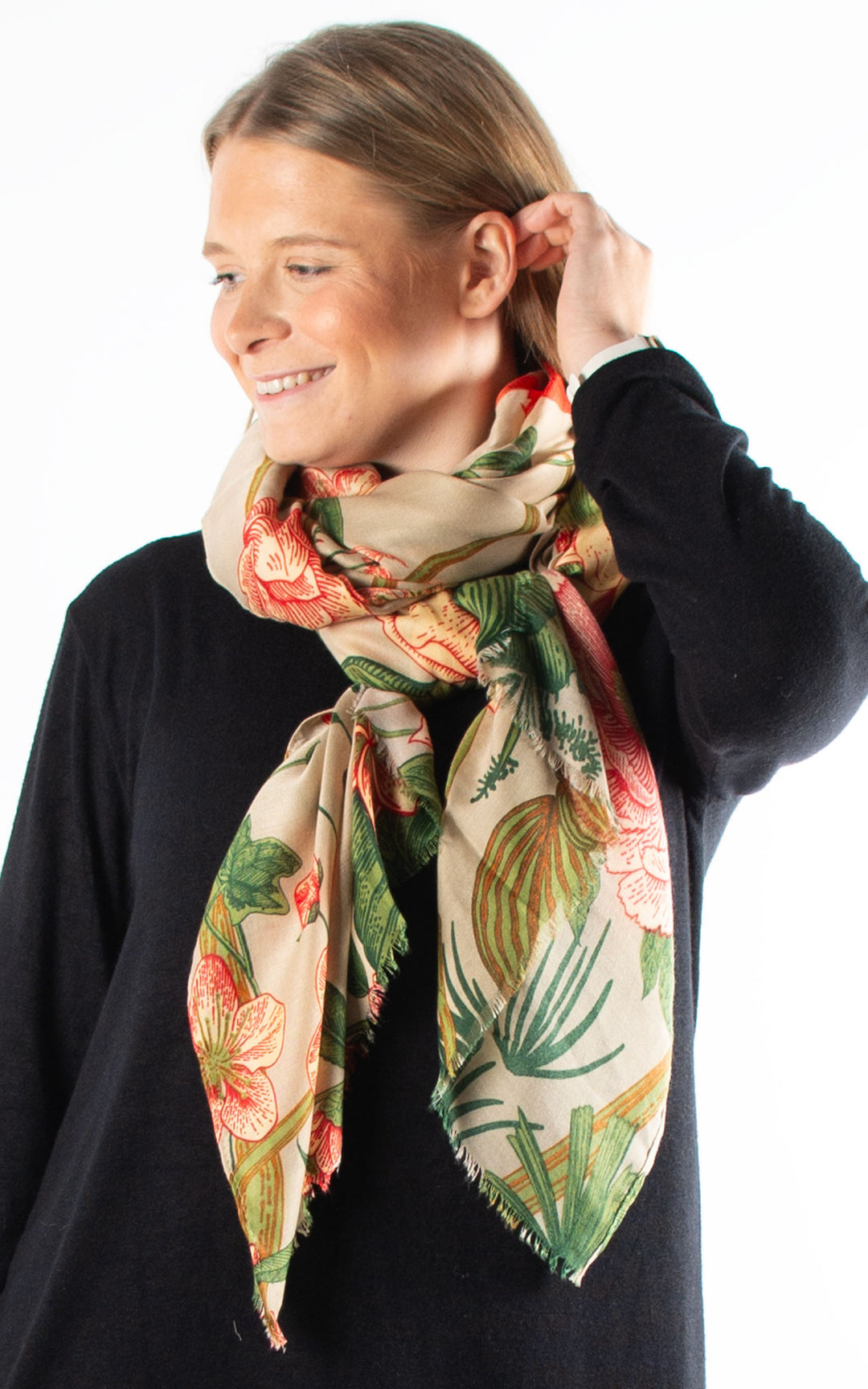 Scarves | Floral Beige Orange