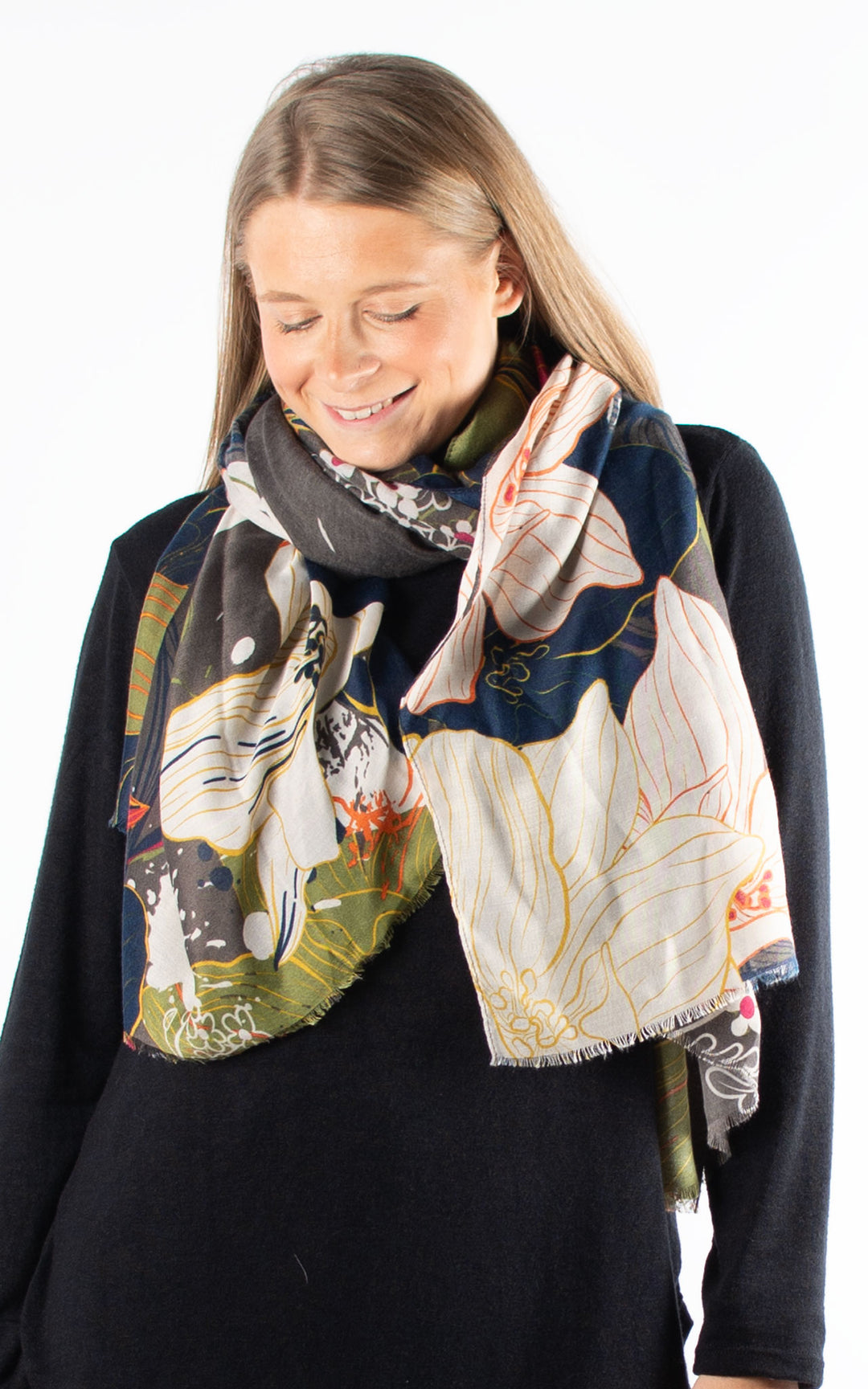 Scarves | Floral Navy Blue