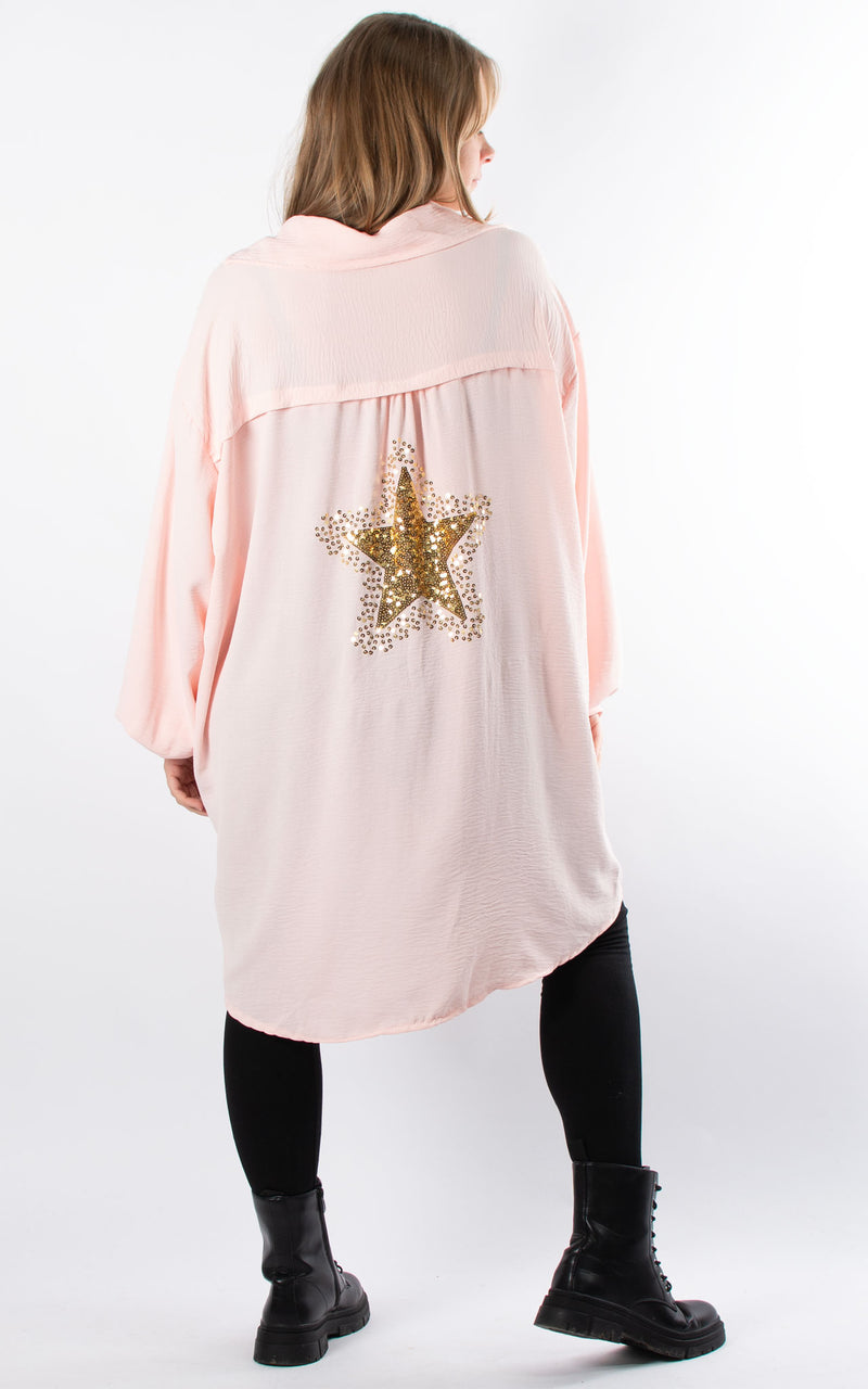 Sequin Star Back Shirt | Pink