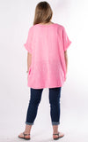 Sequin Star Cheesecloth Top | Neon Pink