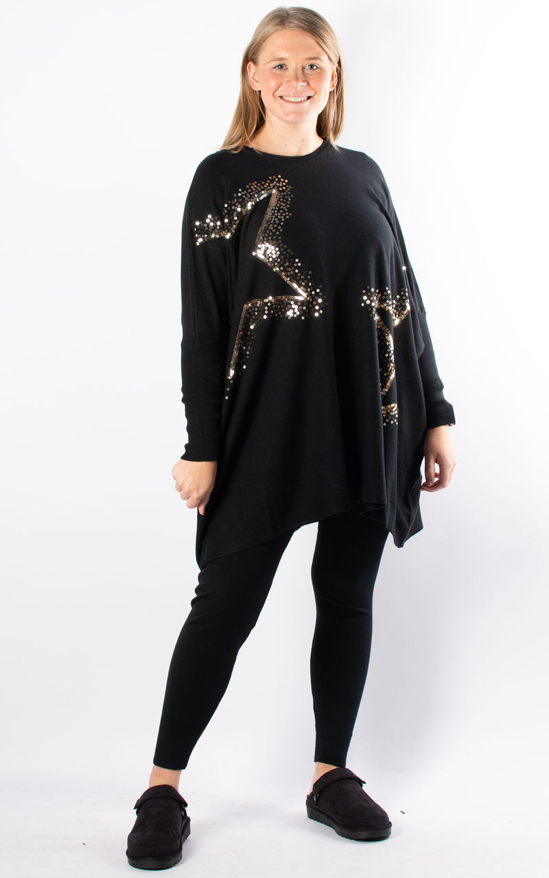 Sequin Star Lounge Set | Black